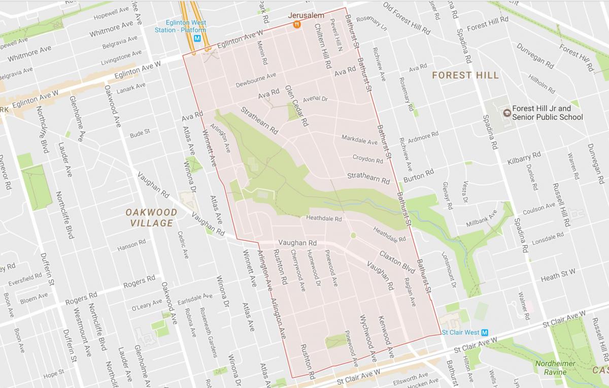 Mapa ng Humewood–Cedarvale kapitbahayan Toronto