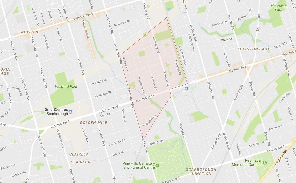Mapa ng Ionview kapitbahayan Toronto