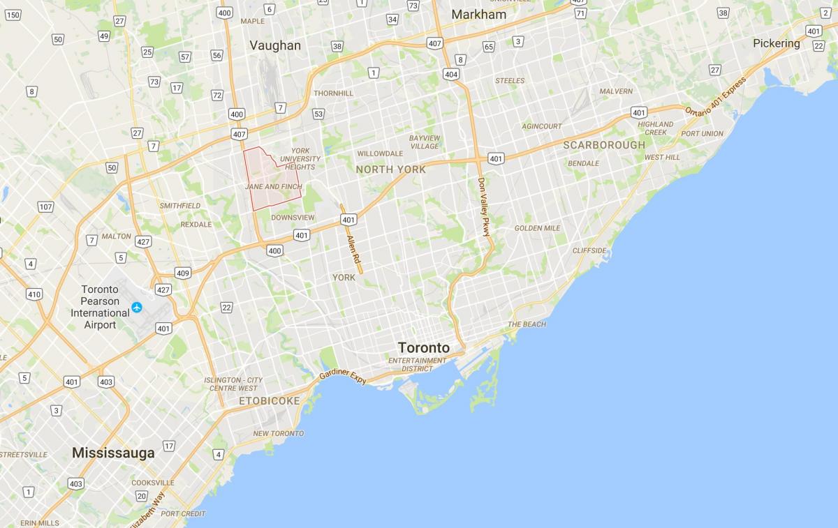 Mapa ng Jane and Finch distrito Toronto