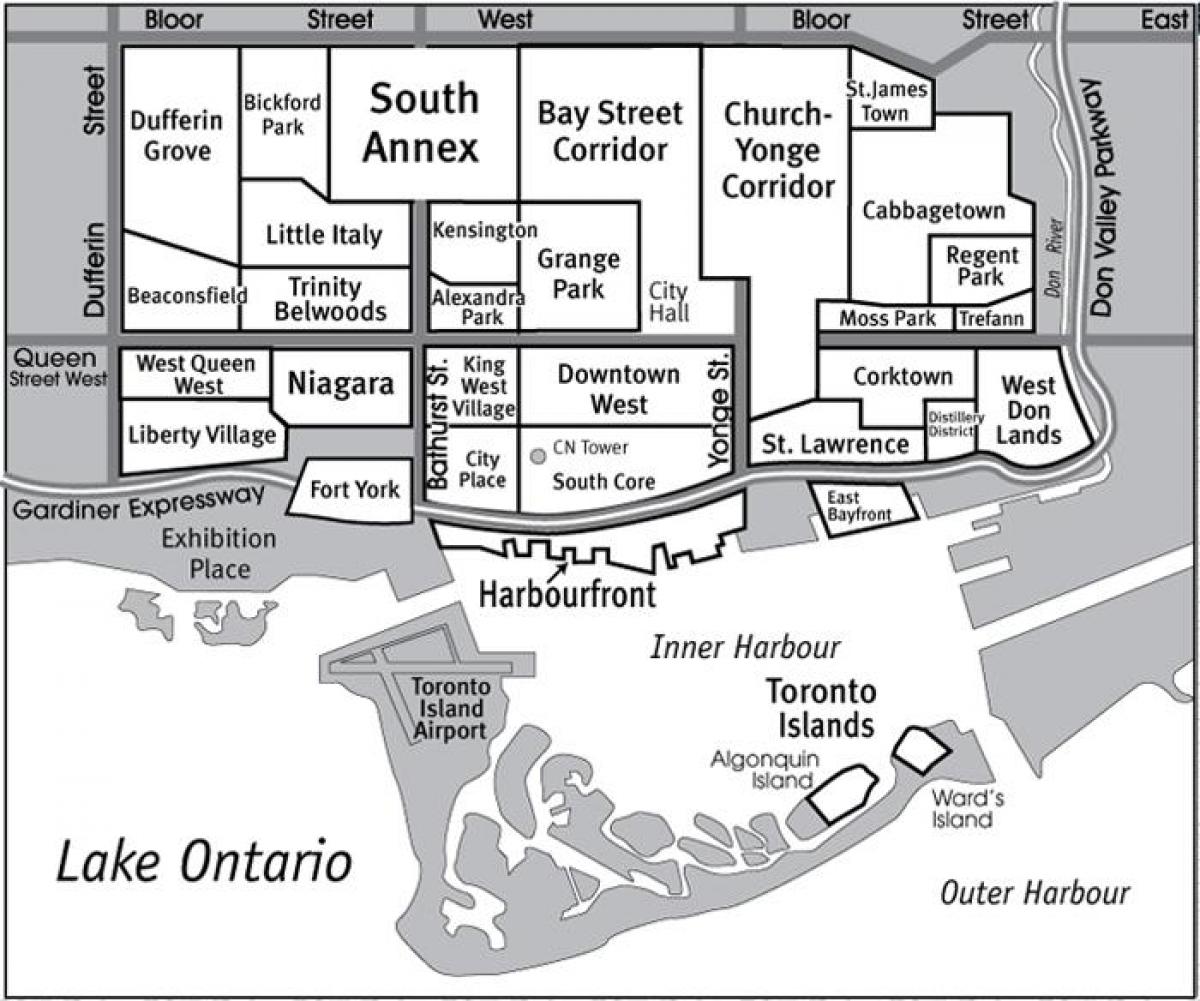 Mapa ng Kapitbahayan South Core Toronto