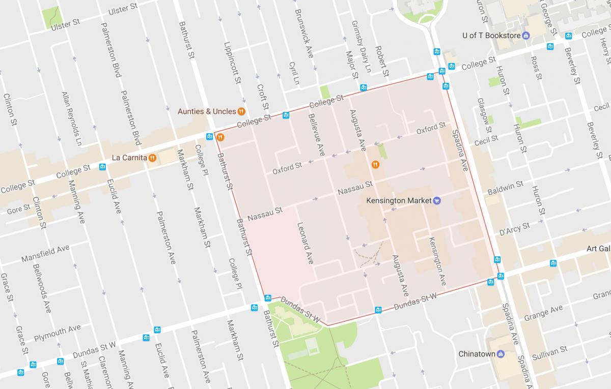 Mapa ng Kensington Market kapitbahayan Toronto