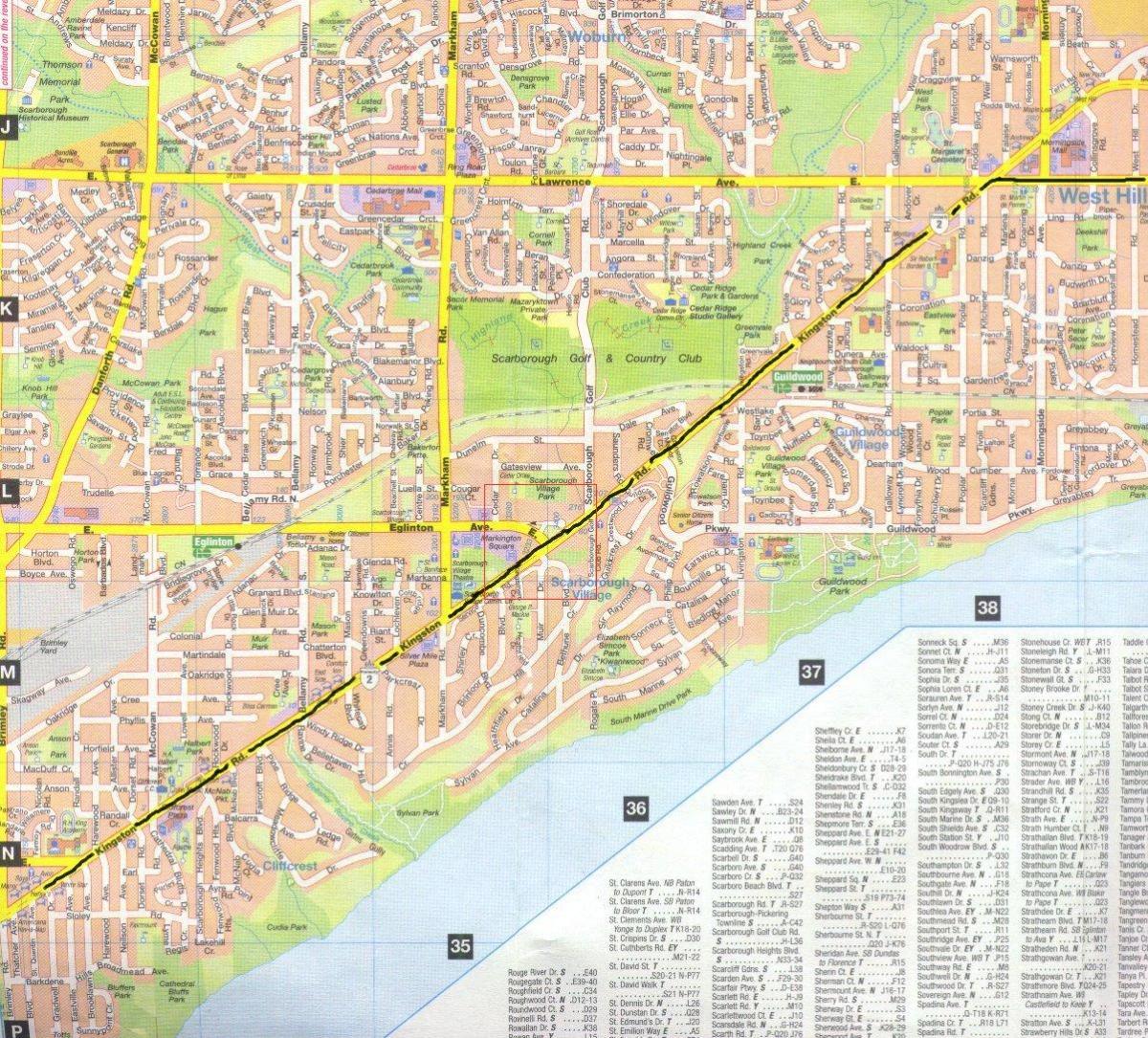 Mapa ng Kingston kalsada Toronto