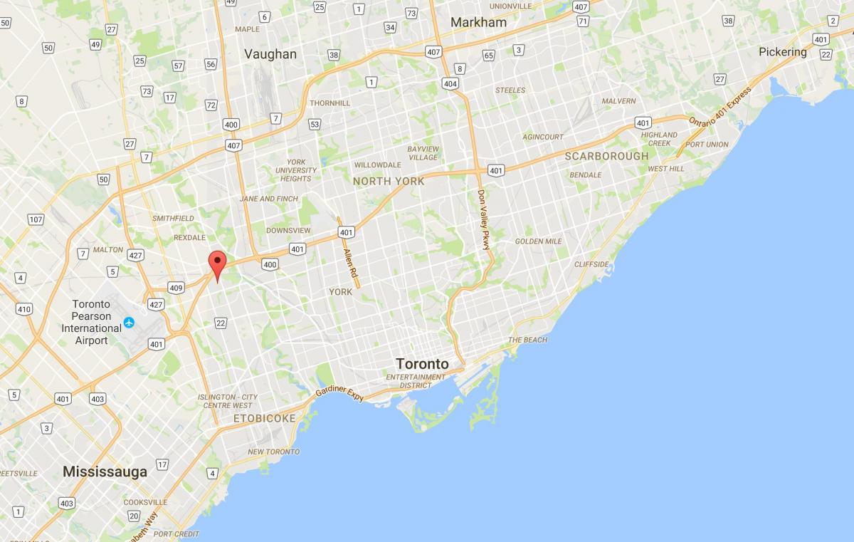 Mapa ng Kingsview Village distrito Toronto