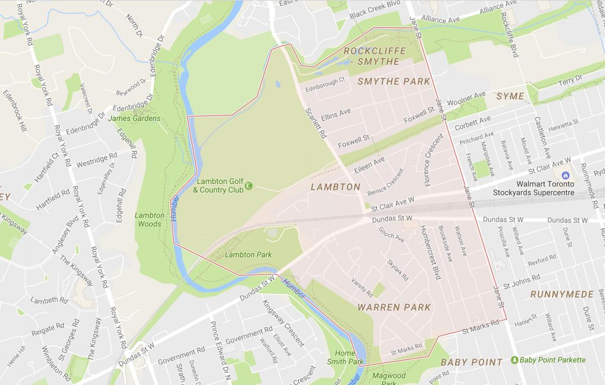 Mapa ng Lambton kapitbahayan Toronto