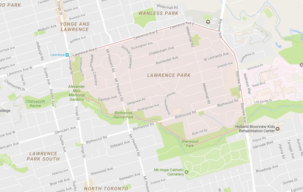 Mapa ng Lawrence Park kapitbahayan Toronto