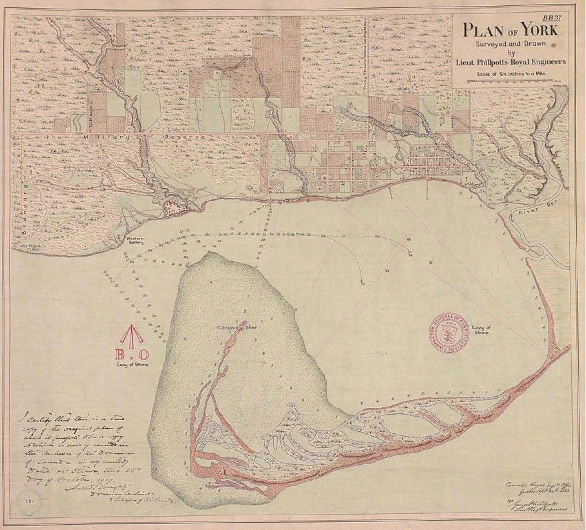 Mapa ng lupain ng York Toronto 1787-1884