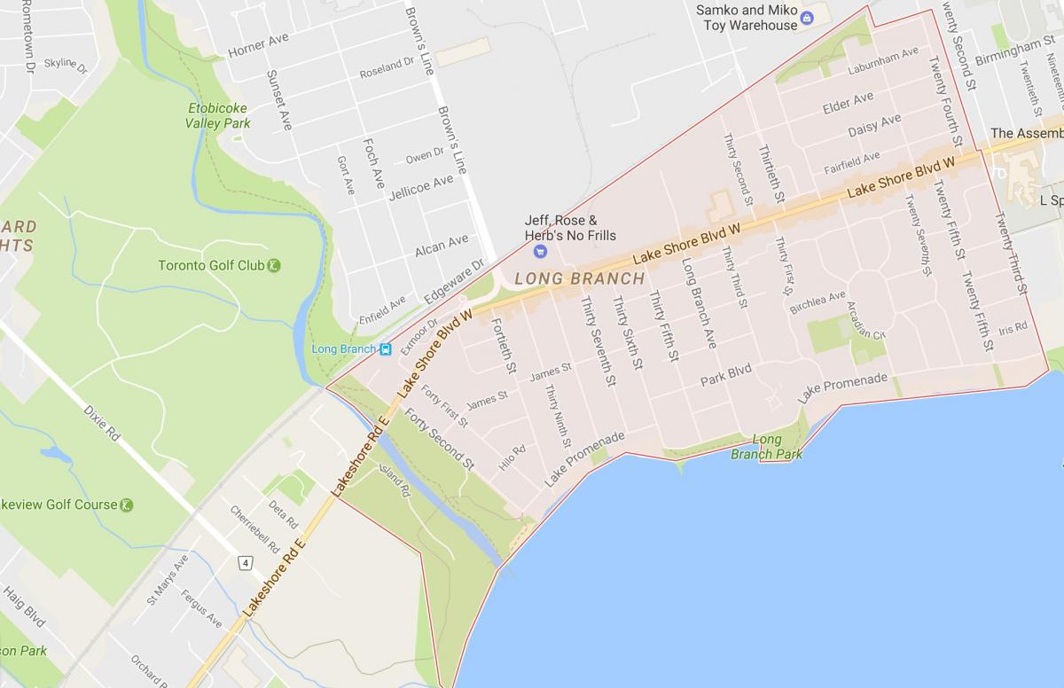 Mapa ng Mahabang Sangay ng kapitbahayan Toronto