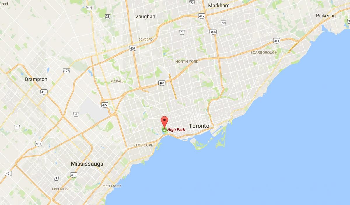 Mapa ng Mataas Park distrito Toronto