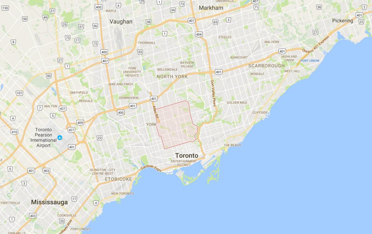Mapa ng Midtown distrito Toronto