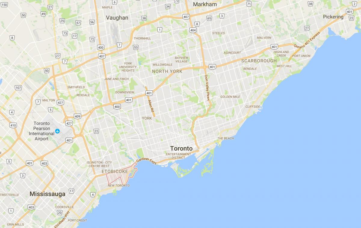 Mapa ng Mimico distrito Toronto