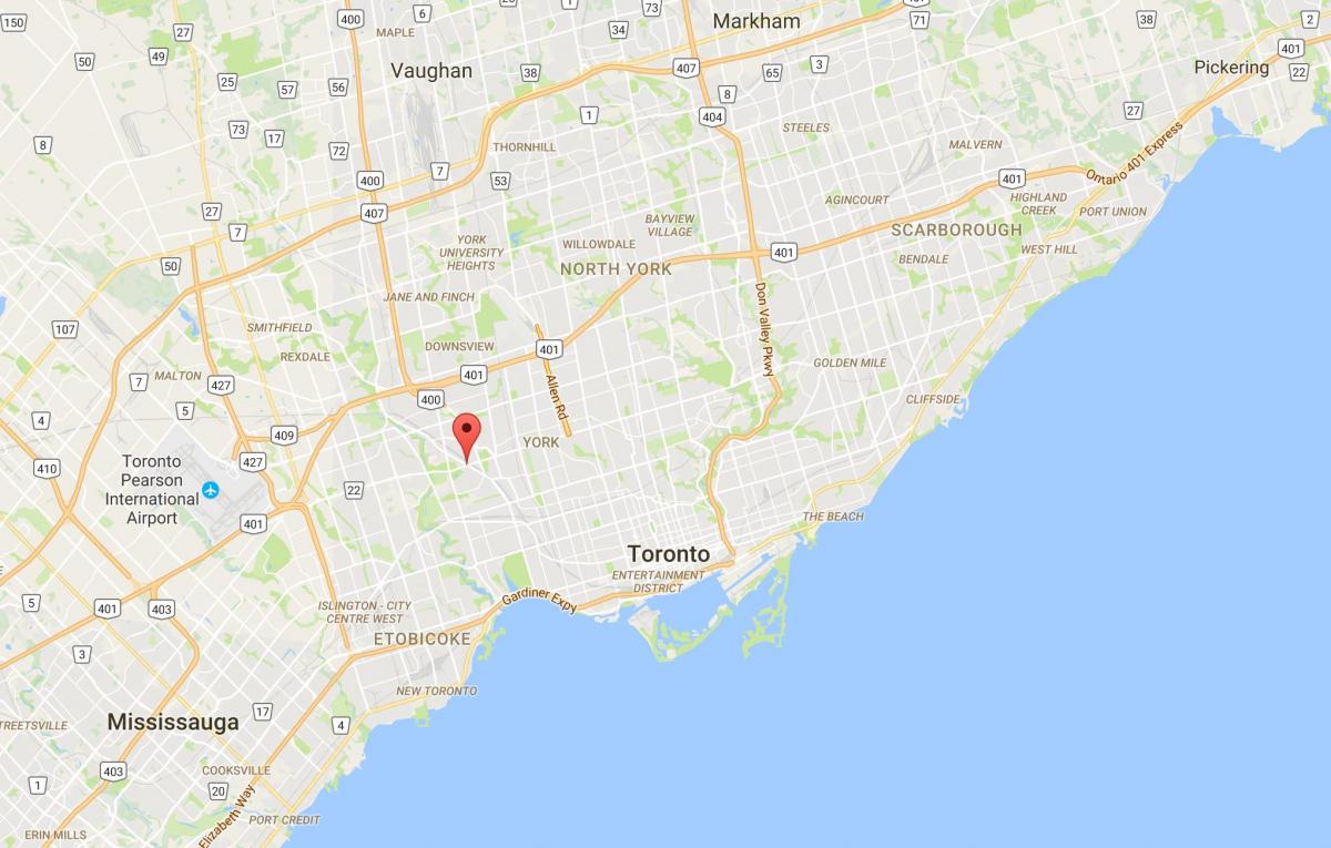 Mapa ng Mount Dennis distrito Toronto