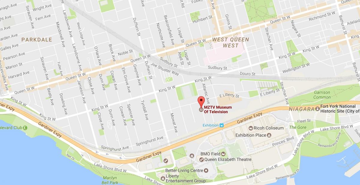 Mapa ng MZTV museum ng telebisyon Toronto