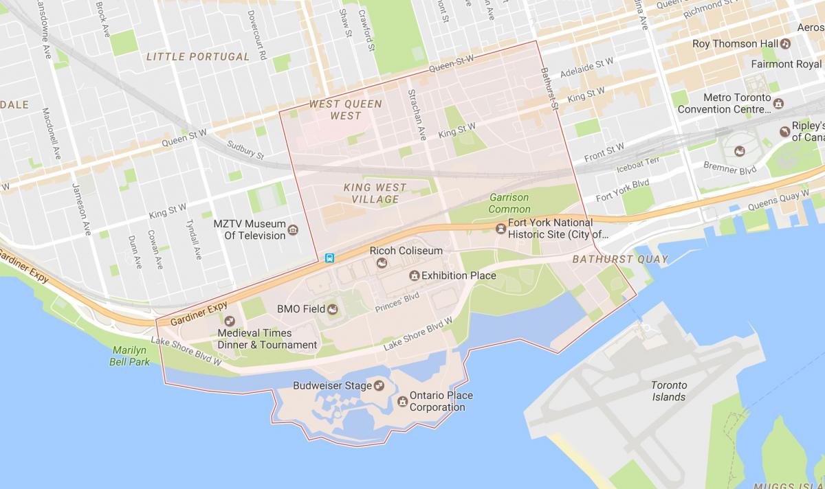 Mapa ng Niagara kapitbahayan Toronto
