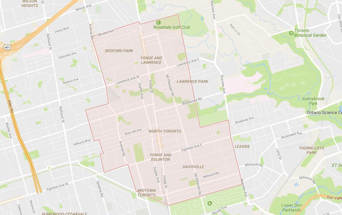 Mapa ng Hilagang kapitbahayan Toronto