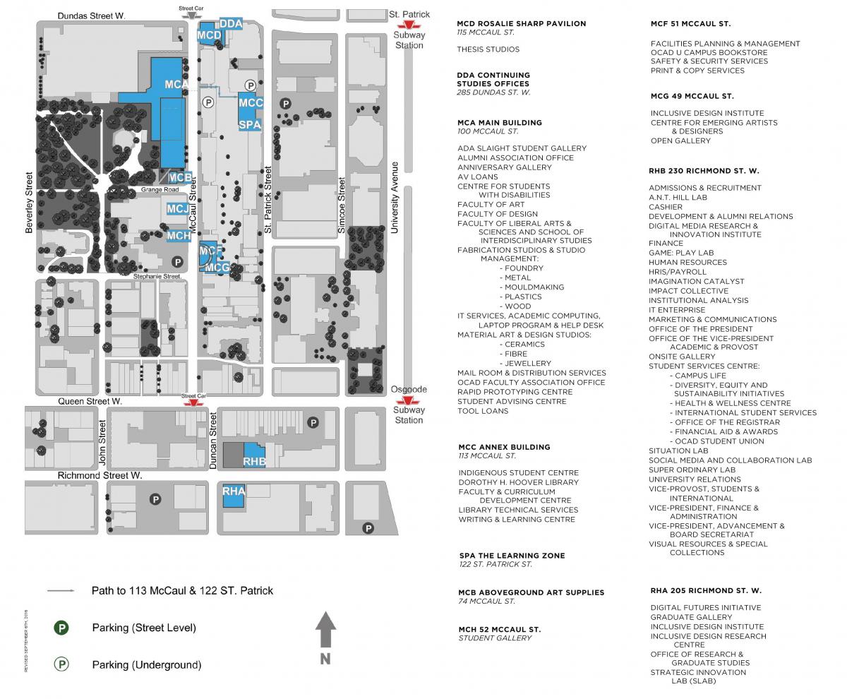 Mapa ng OCAD University sa Toronto