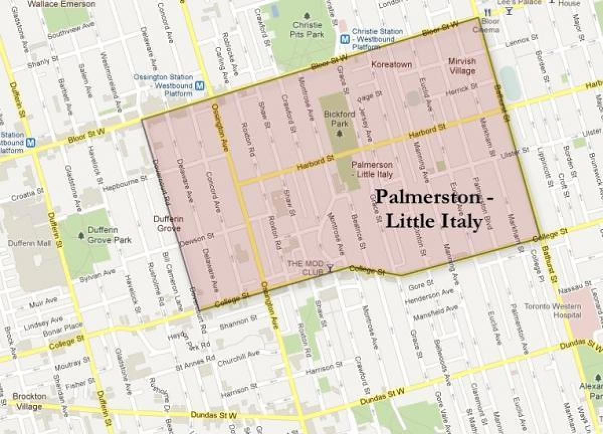 Mapa ng Palmerston little Italy Toronto