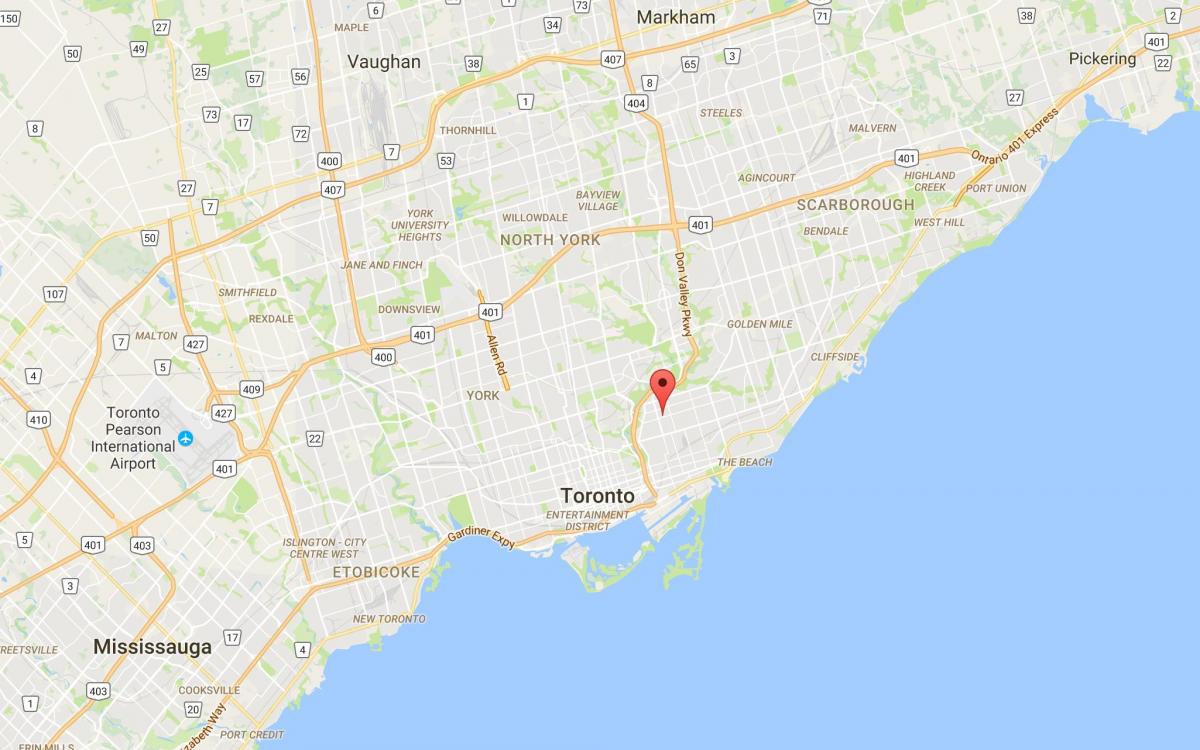 Mapa ng Pape Village distrito Toronto
