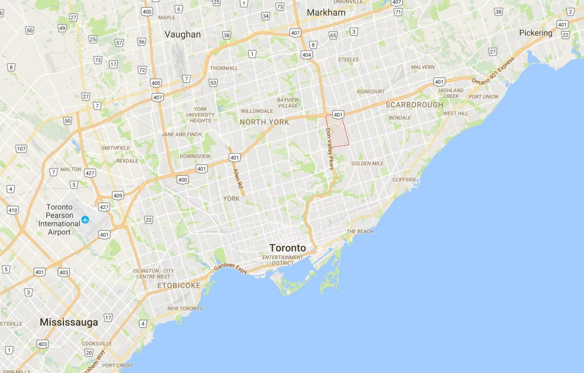 Mapa ng Parkwoods distrito Toronto