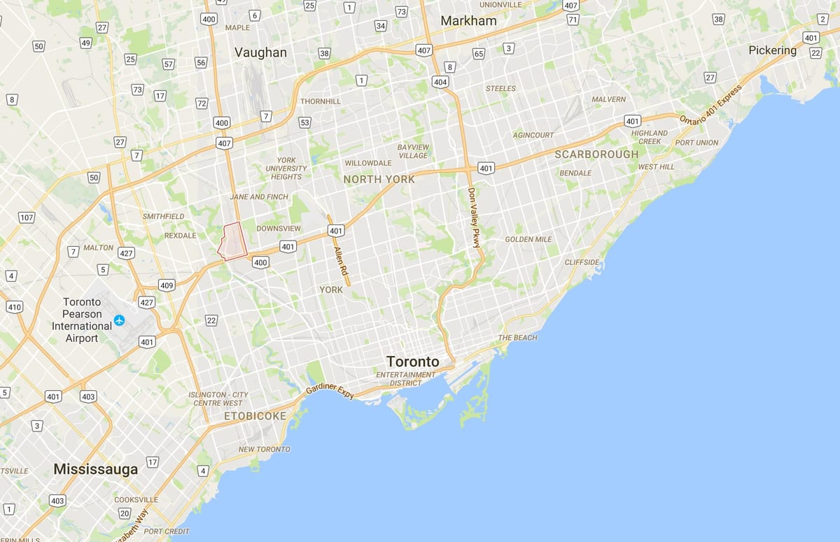 Mapa ng Pelmo Park – Humberlea distrito Toronto