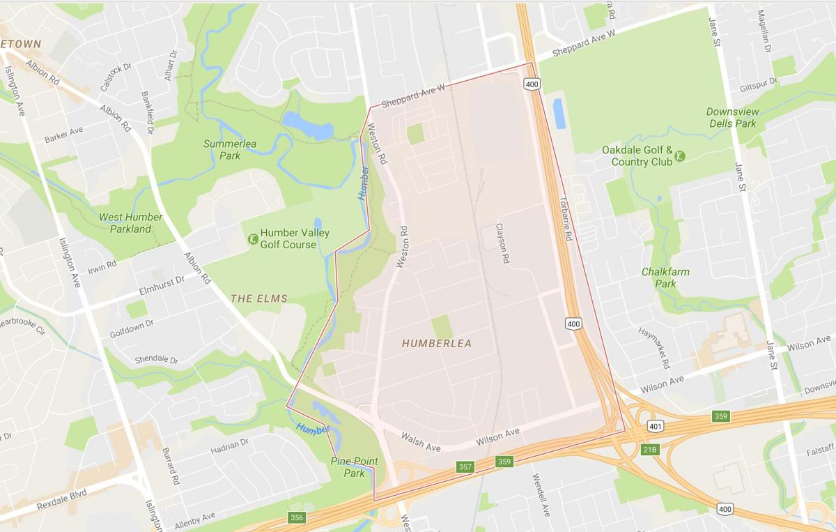 Mapa ng Pelmo Park – Humberlea kapitbahayan Toronto