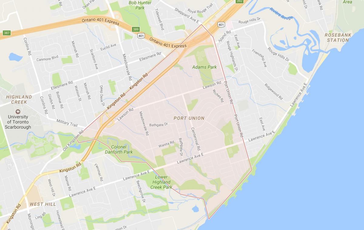 Mapa ng Port Union kapitbahayan Toronto