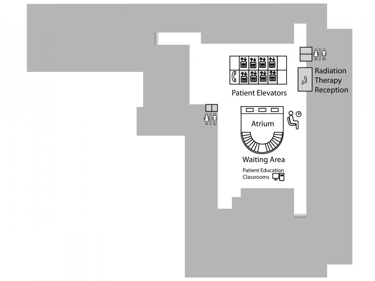 Mapa ng Princess Margaret Kanser Centre sa Toronto ika-1 ng sahig sa Ibaba (B1)