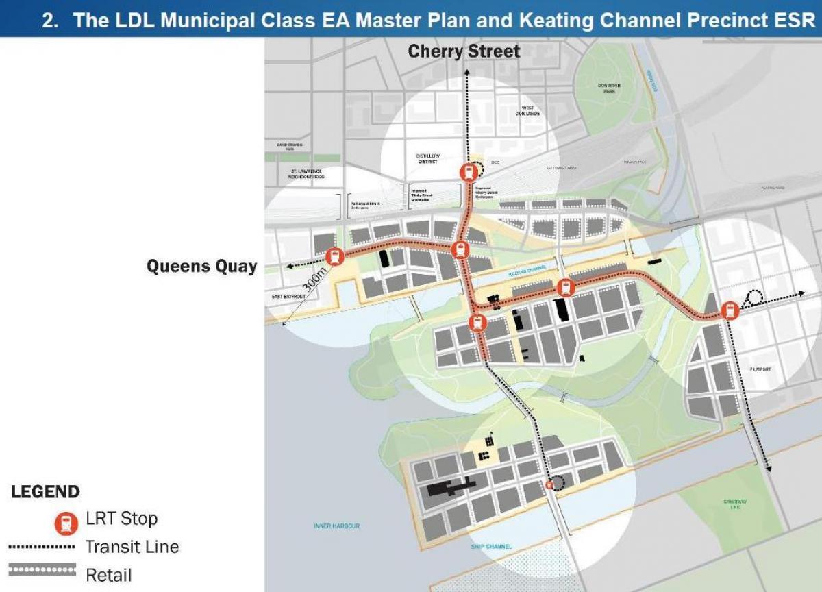 Mapa ng Projets Eastern Aplaya Silangan Bayfront Toronto