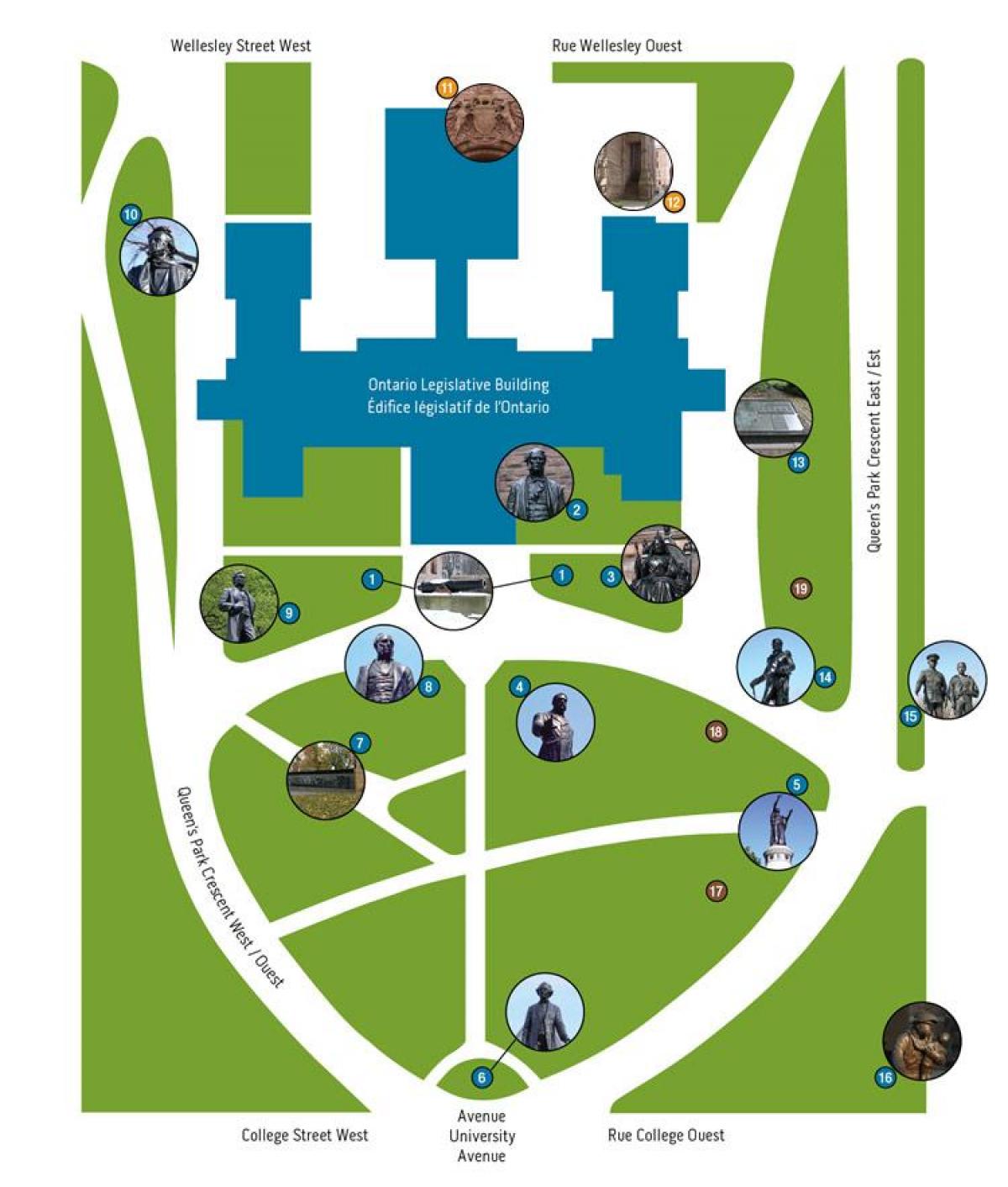 Mapa ng Queen ' s Park Toronto