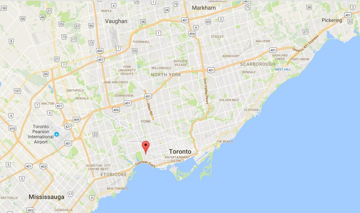 Mapa ng Roncesvalles distrito Toronto
