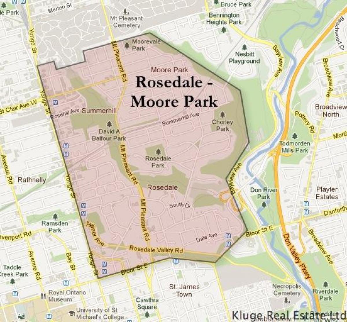 Mapa ng Rosedale Moore Park Toronto