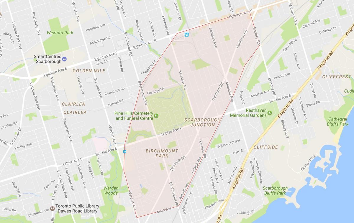 Mapa ng Scarborough Kantong kapitbahayan Toronto