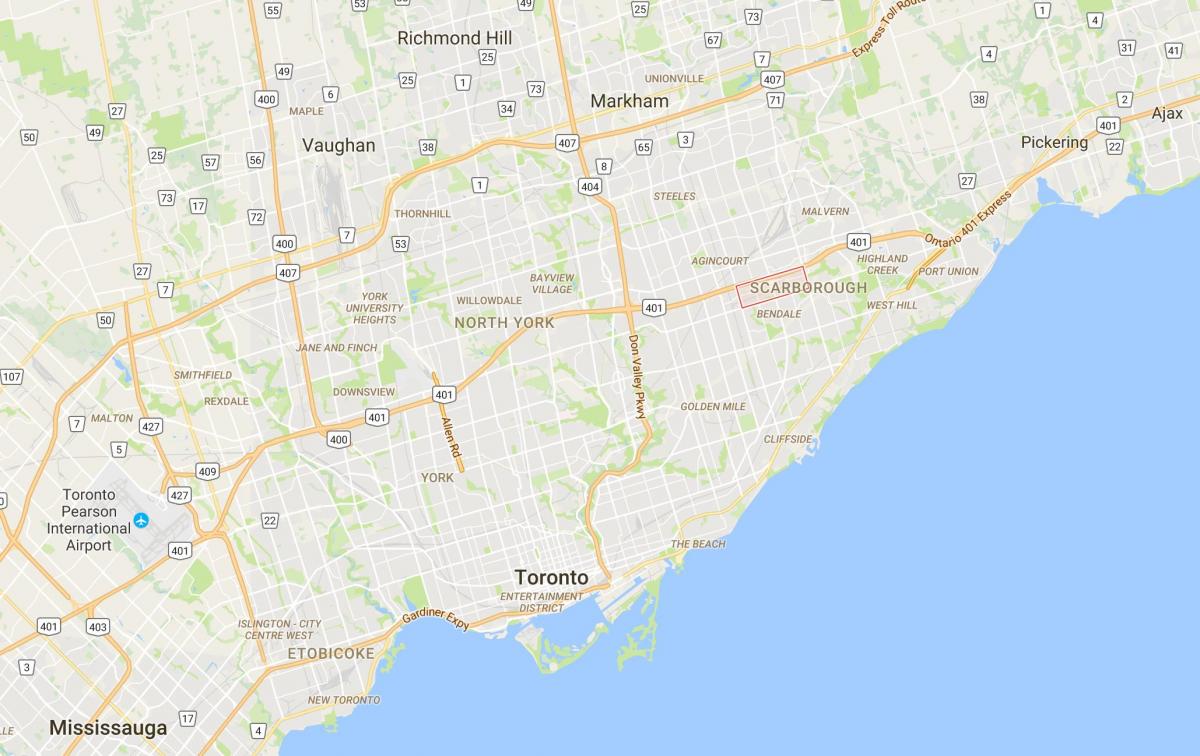 Mapa ng Scarborough Sentro ng Lungsod distrito Toronto