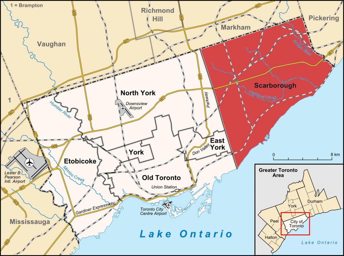 Mapa ng Scarborough Toronto