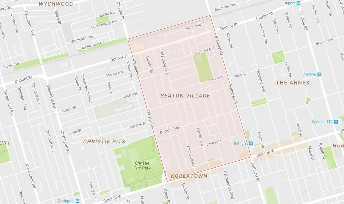Mapa ng Seaton Village kapitbahayan Toronto