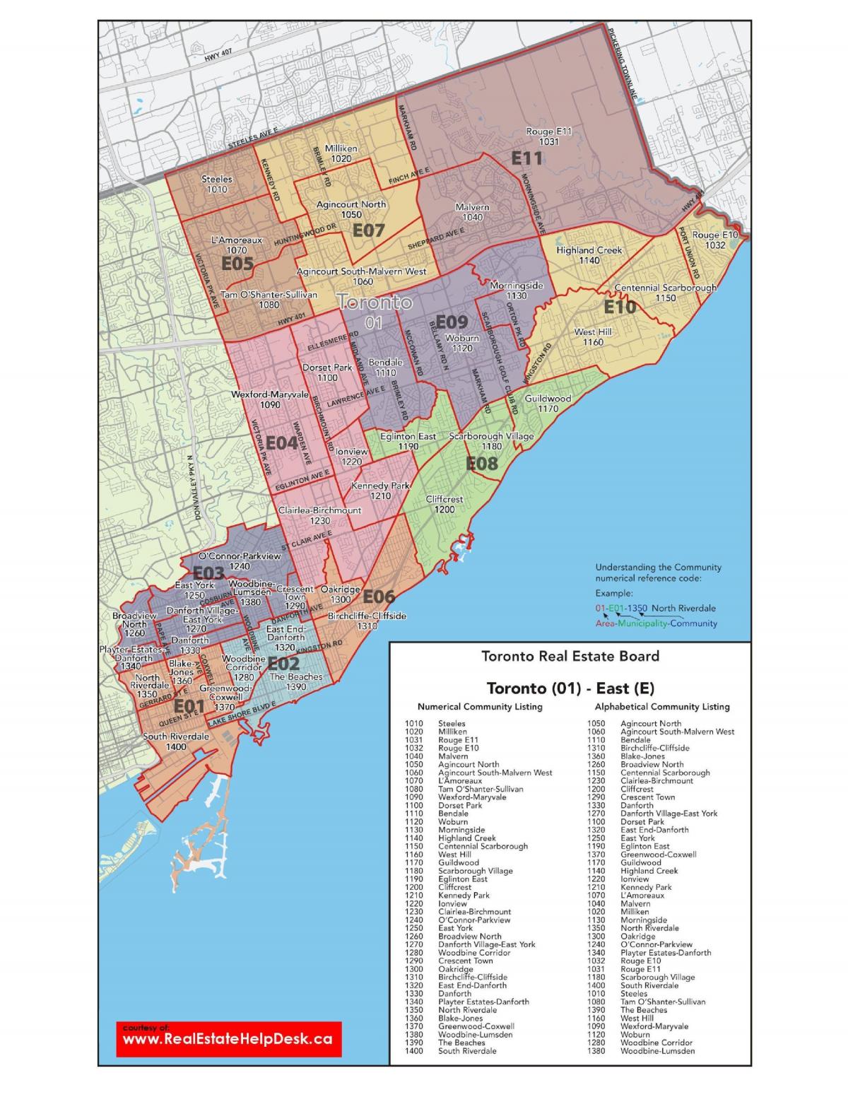 Mapa ng silangang Toronto