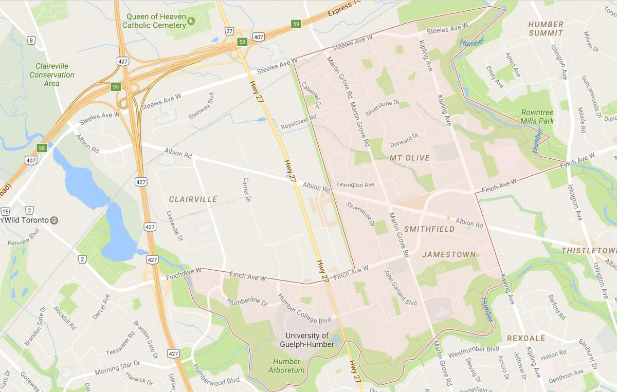 Mapa ng Smithfield kapitbahayan kapitbahayan Toronto