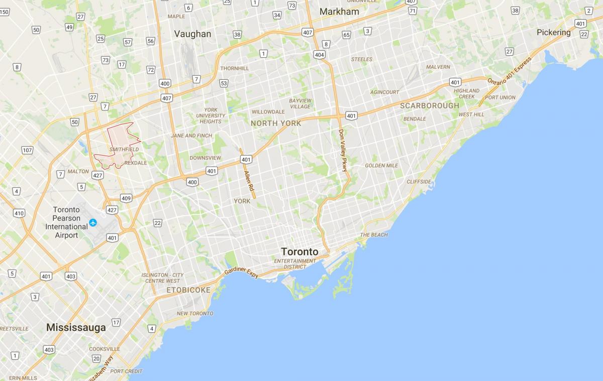 Mapa ng Smithfielddistrict Toronto