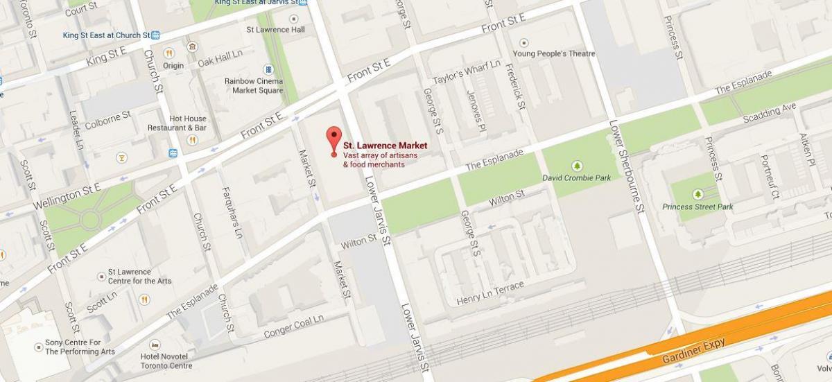Mapa ng St Lawrence market