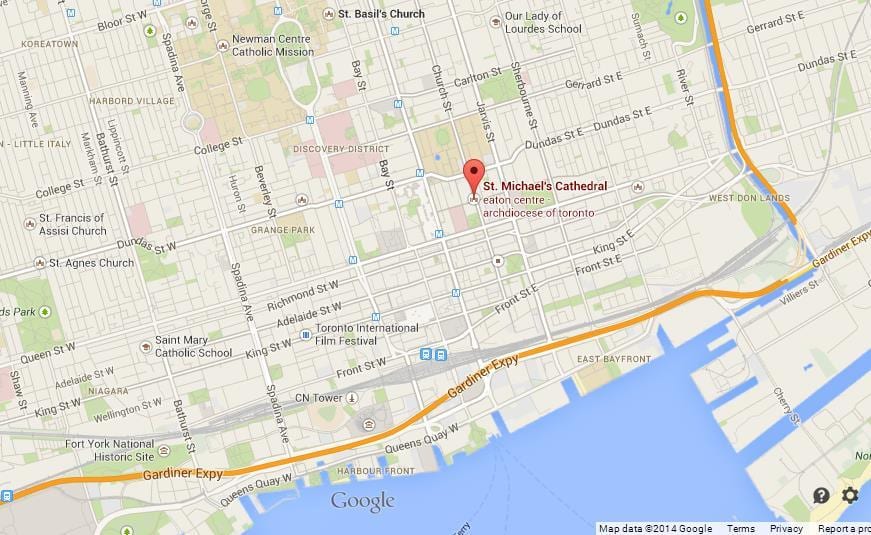 Mapa ng St. Michael ' s Cathedrale Toronto pangkalahatang-ideya