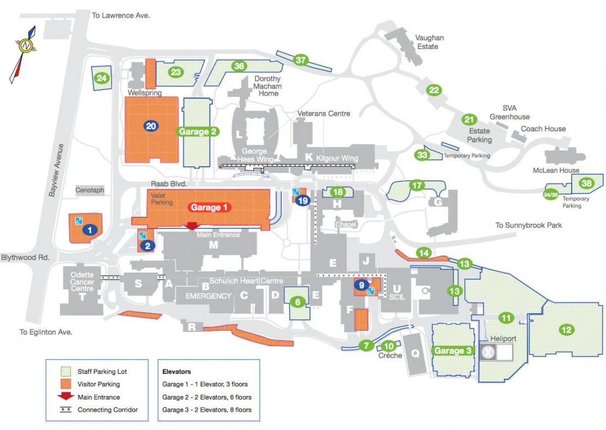 Mapa ng Sunnybrook Ospital