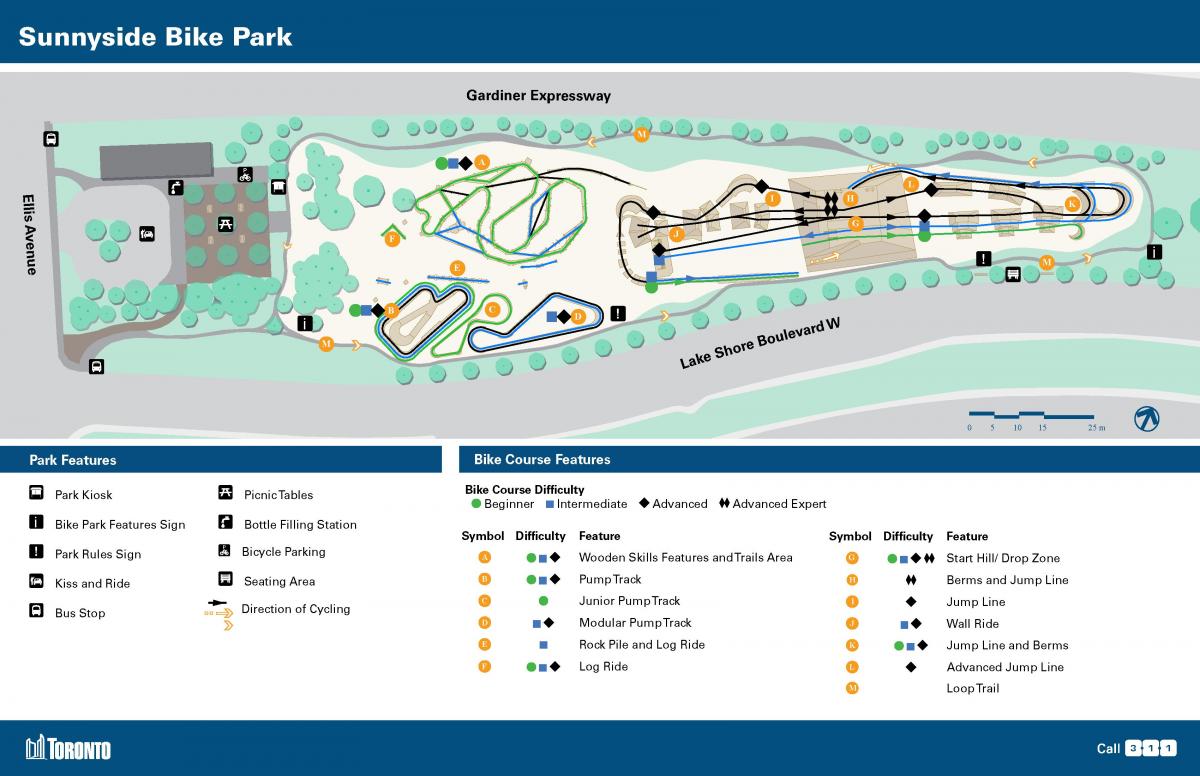 Mapa ng Sunnyside Bike Park Toronto