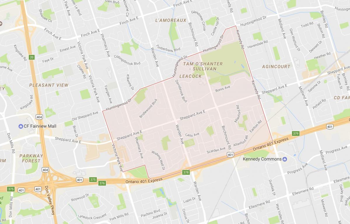 Mapa ng Tam O'Shanter – Sullivan kapitbahayan Toronto