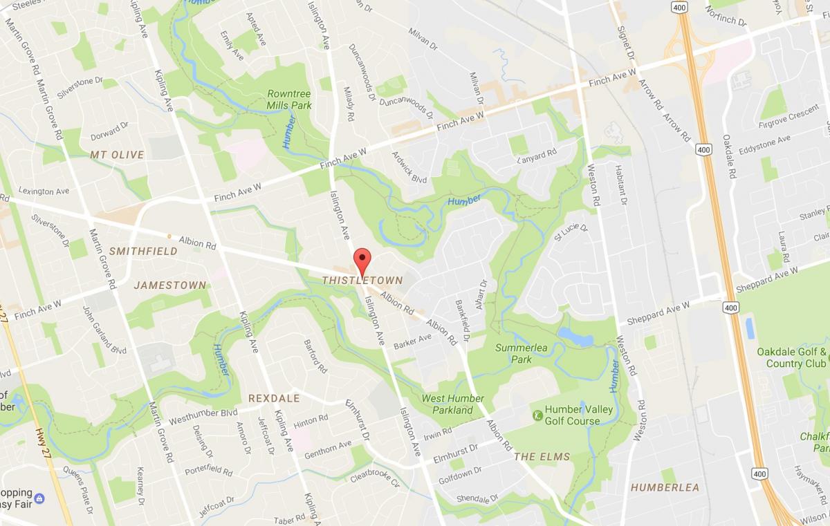 Mapa ng Thistletownneighbourhood kapitbahayan Toronto