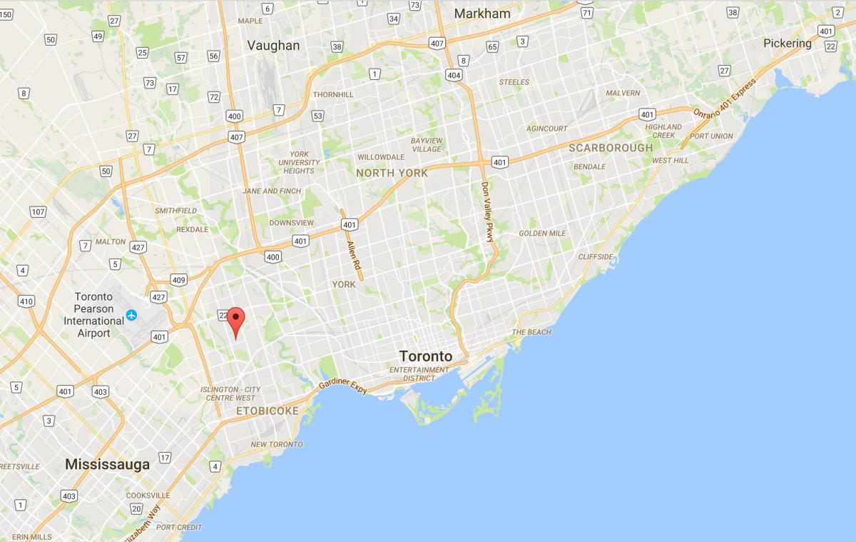 Mapa ng Thorncrest Village distrito Toronto