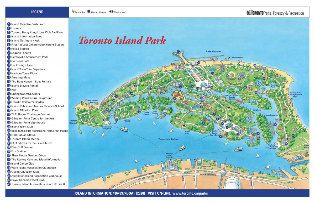 Mapa ng Toronto island park
