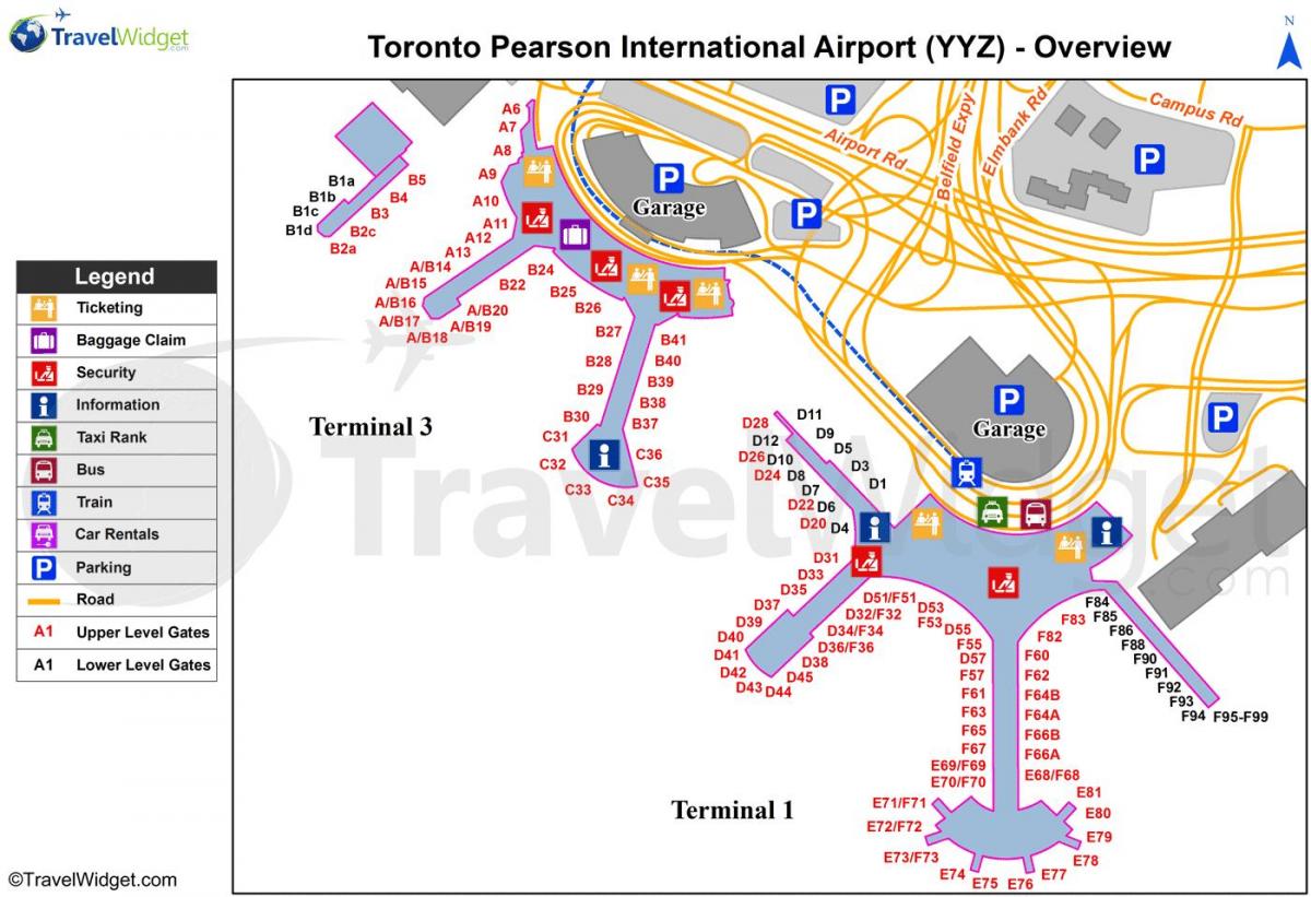 Mapa ng Toronto Pearson international airport