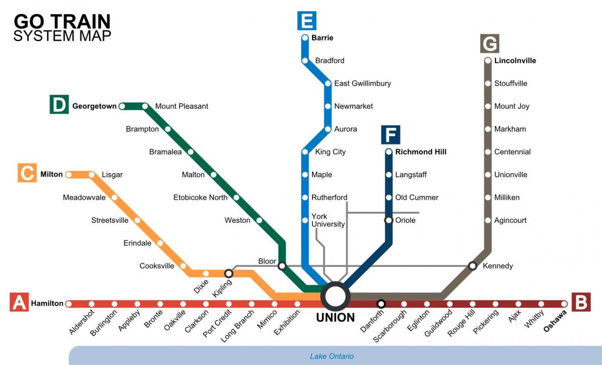 Mapa ng Toronto tren Pumunta sa Pagbibiyahe