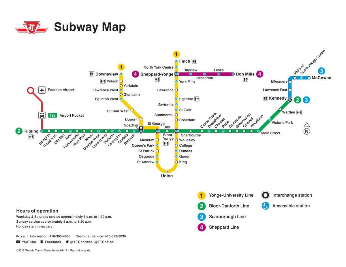 Mapa ng Toronto TTC subway