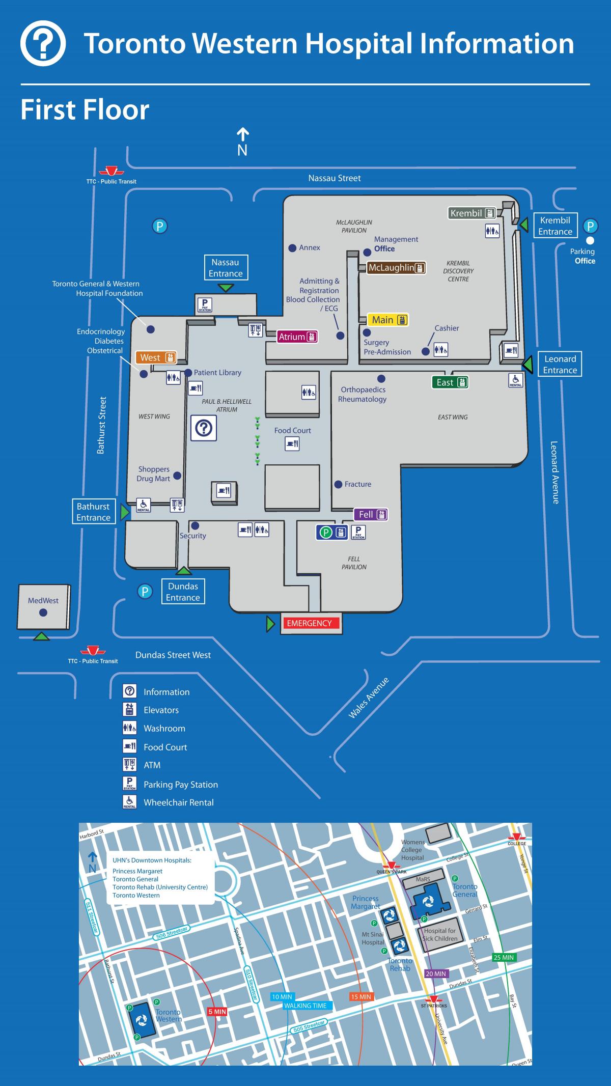 Mapa ng Toronto Western Hospital
