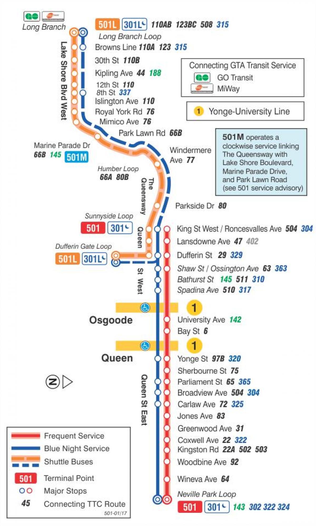 Mapa ng trambya line 501 Queen